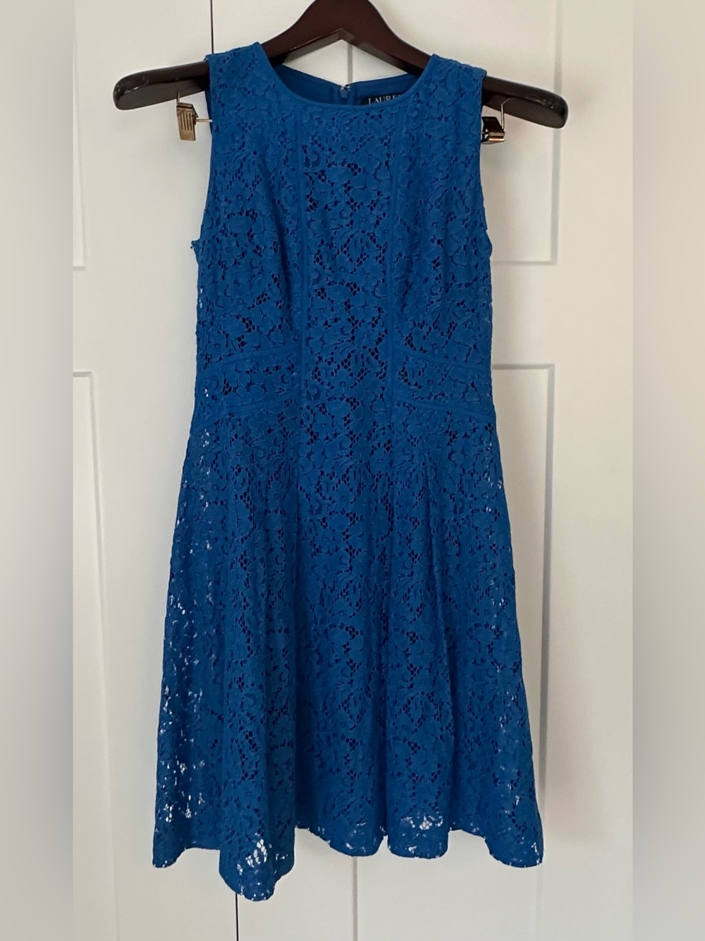 Lauren Ralph Lauren Royal Cobalt‎ Blue Lace Sleeveless A-line Dress 2